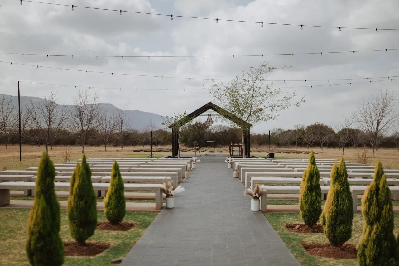 Ceremony arch with flowers at The Nut Farm Hartbeespoortdam