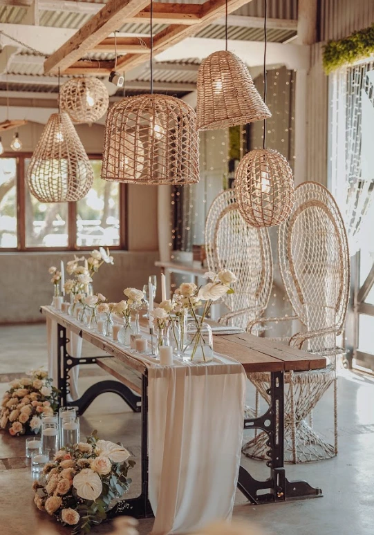 Wedding reception florals at Stable View Hada Events